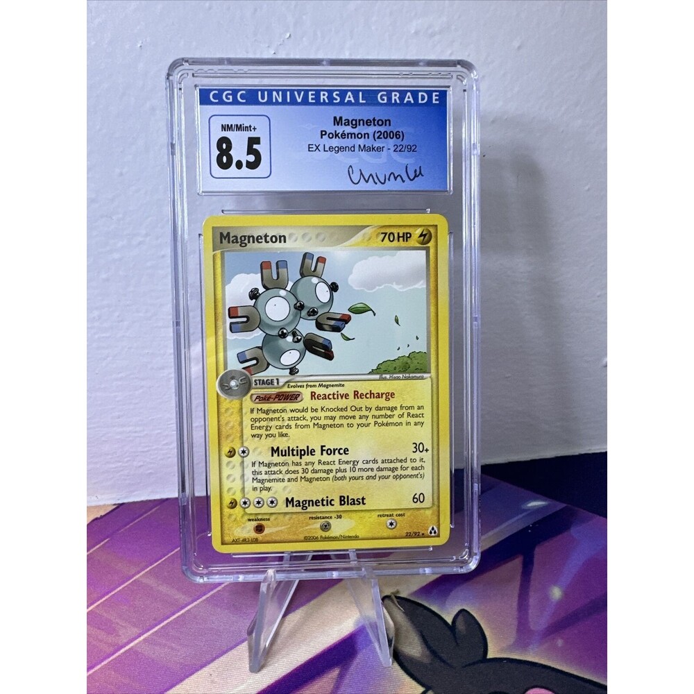 Chumlee SIGNED Collection CGC 8.5 Pokemon TCG - Magneton 22/92 EX Legend Maker